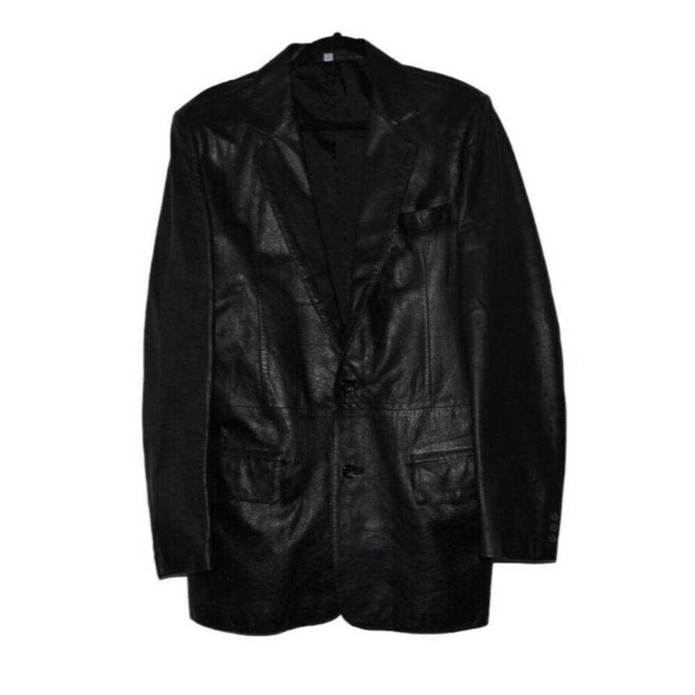 Vintage 90's  Mens Saddlery Black Leather jacket Size 40 Long